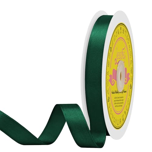 Image of Double Face Spruce Green Satin Ribbon 5 /8 inch X 50 Yards Polyester Spruce Green Ribbon for Gift Wrapping Very Suitable for Weddings Party Invitation Decorations and More