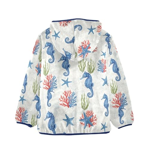 CHIFIGNO Blue Seahorses Toddler Boy Winter Coat, Toddler Boys Fleece Zip up Jacket Soft for Fall Winter Spring 3T2