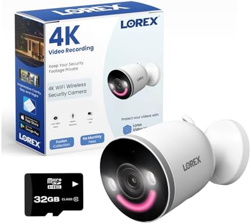 Lorex 4K Spotlight Indoor/Outdoor Wi-Fi 6 Security Camera with Smart Security Lighting, Person, Vehicle, Animal and Package Detection, 2-Way Talk, Quick Response, Fusion