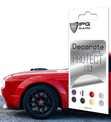 Image of IPG Compatible with Dodge Charger, Challenger, Durango (2017-2023) Wheel Center Cap Overlay Decal Sticker Wrap Kit - Hash Rhombus Design - Personalize Your Vehicle (Outer Logo, Red Pearl)