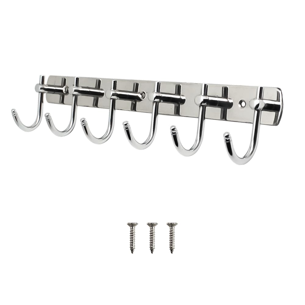 VOLO Stainless Steel 6 Hook Chrome Cloth Hanger, Wall Door Hooks Rail for Hanging Clothes, Bathroom Towel Hook Set, Door Hook for Hanging Clothes, Door Hanger (B0BNG259TQ) Amazon Price History, Amazon Price Tracker