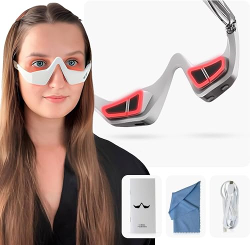 ENLIWISH Heated 3D Eyes Wrinkle Massager, Microcurrent Red Light Therapy for Puffiness, Dark Circles, Under Eye Bag , Rechargeable and Foldable Vibration Eyecare Glasses, Advanced Eye Mask with 3 Modes