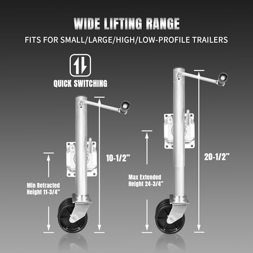 Image of Big RED ATR39002R-1 Torin Boat Trailer Jack with Dual Wheel: Heavy Duty Swing-Back Bolt-On Trailer Jack, 3 /4 Ton (1,500 lb.) Capacity