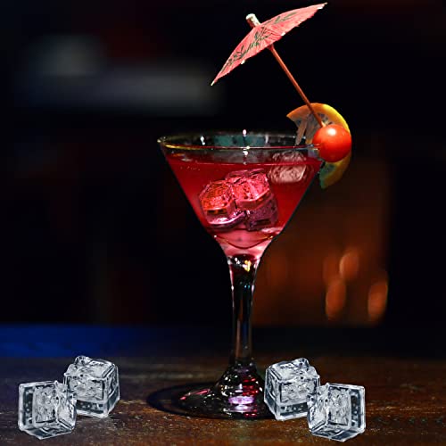 Cubos de hielo LED rojo con luz activada por líquido 12 pcs miniatura 6