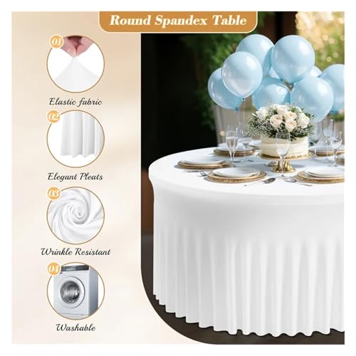 Jupe de table ronde élasthanne adieu les plis nappe extensible bleu - 5