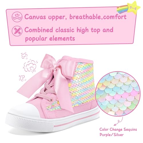Image of K KomForme Toddler High Top Sneakers Canvas Shoes with Hook and Loops
