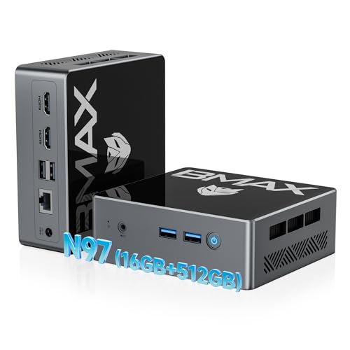 BMAX Mini PC Intel N97 (hasta 3,6GHz) 16GB DDR4 RAM 512GB M.2 SSD Win 11 Pro Mini Ordenador B4Pro...