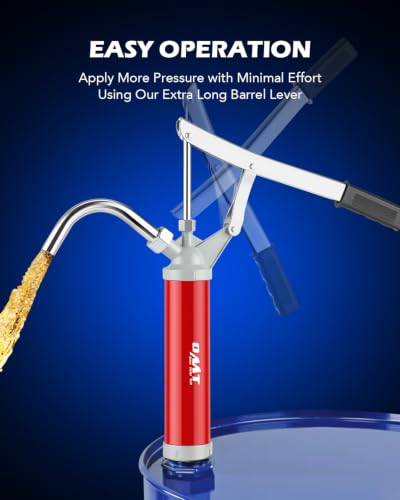 Image of OMT 55 Gallon Drum Pump, Lever Action Barrel Pump for 15 to 55 gal Drums | Heavy Duty Barrel Hand Pump with Telescoping Suction Tube Transferring Heating Oil, Motor Oil, Transmission Fluid