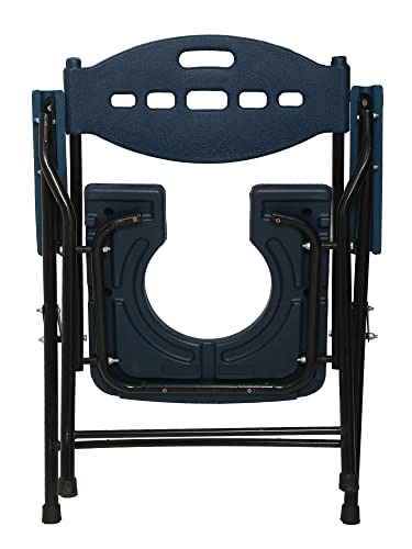 Image of AMONE Folding Commode Chair, Elderly Disabled Man And Pregnant Woman Stainless Steel Shower And Bathing Room Mobile Toilet Seat for Elderly, Safe Toilet Stool - 110 Kg Capacity