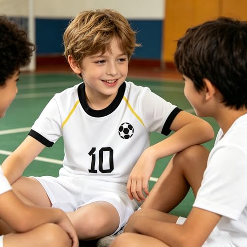 Image of Soccer Jersey Kids Boys Argentina Jersey Shirt Soccer Boys Tshirts Round Neck Short Sleeve Top