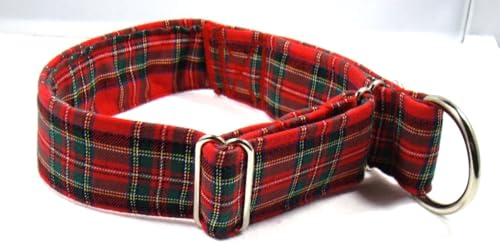 Zugstopphalsband, Martingale, Windhundhalsband 'Schottenkaro' bis 35 cm, 4 cm breit