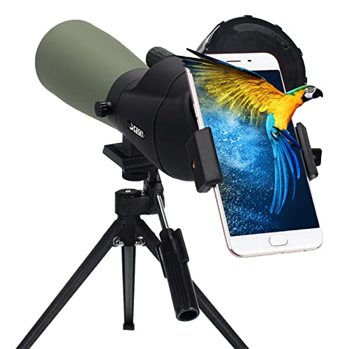 Gosky 20-60x60 Spotting Scope for Target Shooting Bird Watching Wildlife Scenery - New BAK4 Angled Scope with Tripod, Carrying Bag and Smartphone Adapter