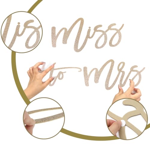 Image of Miss to Mrs Sign, Felt Letter Photo Props for Bridal Shower, Bachelorette Party, Engagement Wedding Balloon Arch (Champagne Gold)