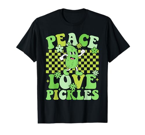 Peace Love Pickles Hombre Mujer Encurtidos Amante de la comida Retro Camiseta
