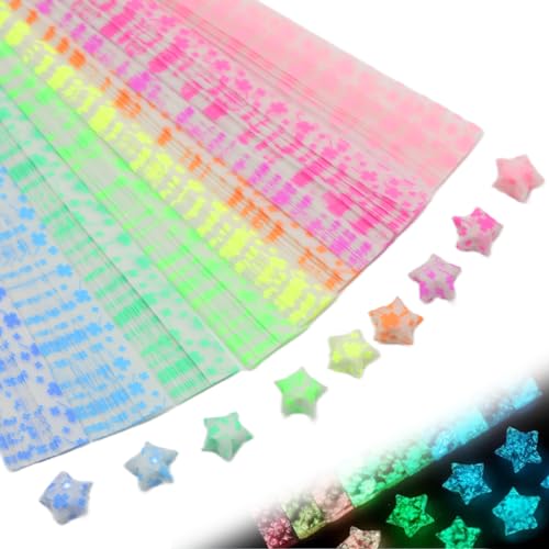 Nayyana 210 tiras de papel Star Paper, origami da sorte, tiras de papel LIM que brilham no escuro, estrelas de papel para artesanato, projetos de arte DIY (trevo de quatro folhas)