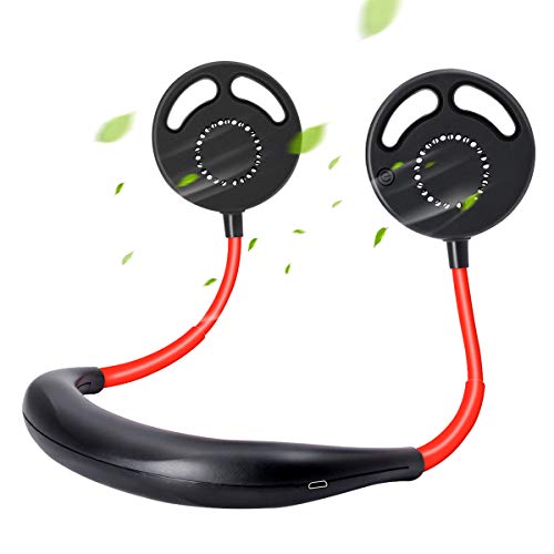 Upgraded Leafless Hands-Free Neckband Fan,SPAZEL USB Rechargeable Personal Wearable Fan, Premium Headphone Design Mini Neckband Fan with Dual Wind Head for Sports Home Travel