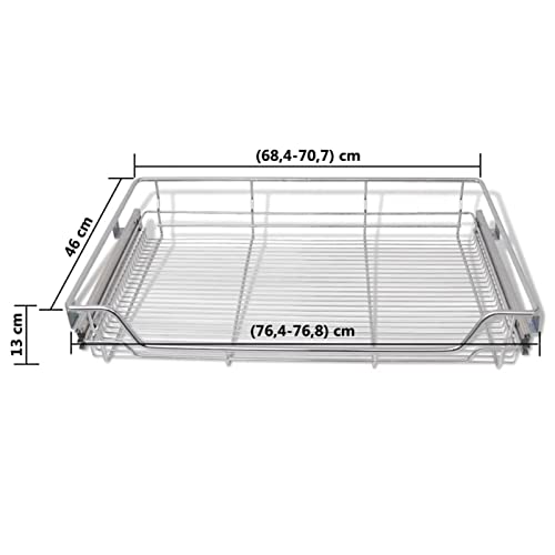 2x Pull-Out Wire Baskets for Kitchen Storage - 800mm Cupboard Silver Kitchen Utensil Holder Rack Space-Saving Larder Unit & Stylish Design - Image 2