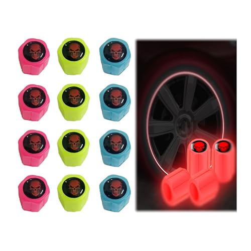 12 Couvercles de Valve Lumineux pour Voiture, Universels Couvercles de Valve de Pneu Fluorescents pour Voiture SUV, VéLo, Moto