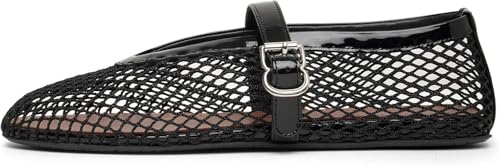 HiGropcore Ballerine da donna in rete, 2024 nuove ballerine a rete con fibbia, scarpe sexy Mary Jane comode scarpe da abito slip-on mocassini, Nero 1, 38 EU