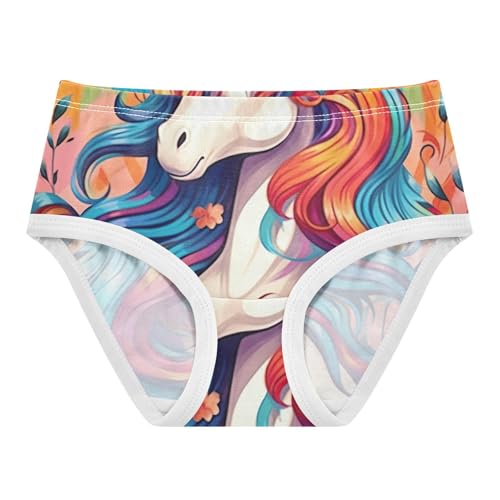 Girls Underwear, Unicorn Colored Rainbow Toddler Briefs, Cotton Girls Underwear, 2T–8 Years