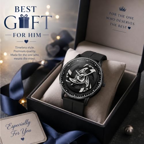 Image of GOLDENIZE FASHION Branded Men's Sport Quartz Watch Arrow Wheel Dial 360 Rotating Casual Fashion Stainless Steel Alloy Mens & Boy's Luxury Metal Gift Creative Watch