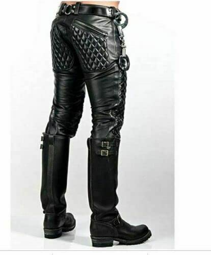 Mount Helicon Men's Thick Cowhide Leather Pants Trouser Jeans BLUF Gay2