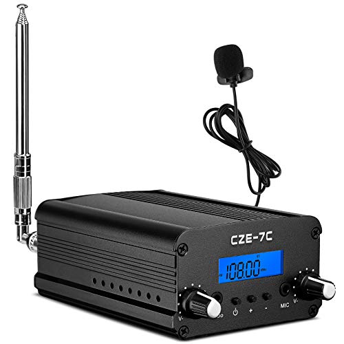 FM Transmitter for Church Parking Lot, APROTII 7W/1W MP3 Broadcast Radio Station Fcc Certified, FM Transmitter 1 Mile Long Range,76~108MHz FM Broadcast Transmitter with Mic for Drive in Movie