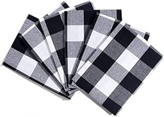 Black and White Buffalo Plaid Kitchen Towels - Set of 6 Highly Absorbent, 100% Cotton, Lint-Free Kitchen Towels with Hanging Loop - Use as Kitchen Towels, Hand Towels, or Dish Towels (6 Pack)