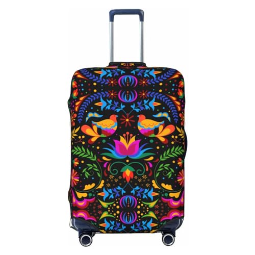 VOSERY Travel Luggage Cover - Mexican Flower Traditional1 Washable Suitcase Covers Protector Fits 18-32 Inch Luggage