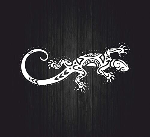 Autocollant Sticker Salamandre lezard Gecko Blanc Voiture Moto macbook Tribal Tuning