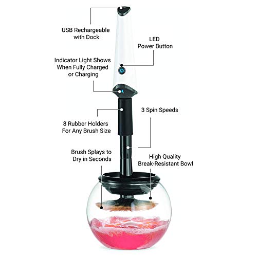 Luxe Makeup Brush Cleaner, Electric Makeup Brush Cleaner With Cleaning Solution Included, Usb Charging Station, 3 Adjustable Speeds, Makeup Cleaner To Instantly Wash And Dry Your Makeup Brushes #TOP4