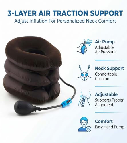 Image of Enclave Neck Pain Relief Relaxer, Cervical Neck Traction Device and Collar Brace for Cervical Spine Alignment Chiropractic Pillow Stretcher 3 Layer Neck Relaxer (Brown)