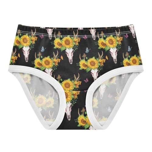 Joisal Durable Girls Underwear Toddlers 2t Cotton Panties Little Girl Deer Skulls Sunflowers Black Undies Kids Briefs