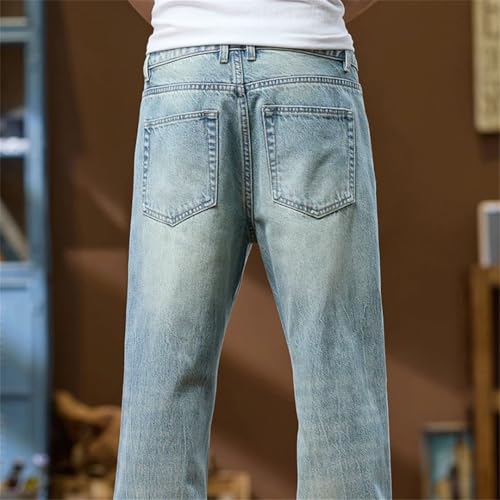 Mens Spring Bootcut Denim Pants Loose Streetwear Light Blue Flared Jeans2