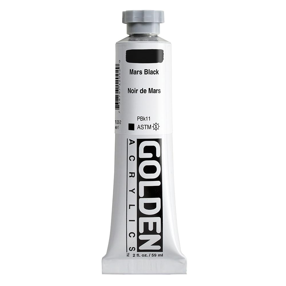 Heavy Body Acrylics by GOLDEN, Mars Black, 2 fl. oz. Tube, Professional Acrylic Paint, Opaque