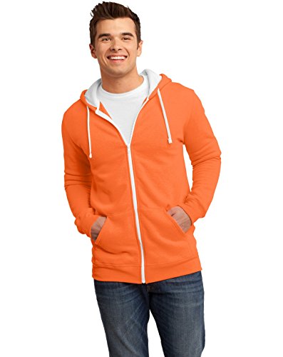 District Men's Young The Concert Fleece Full Zip Hoodie 3XL Neon Orange