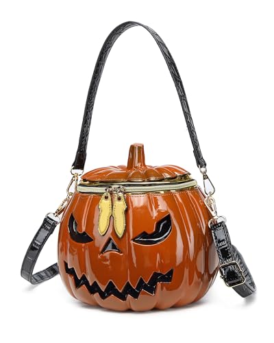 Women Pumpkin Shaped Crossbody Shoulder Bag Unique Weird PVC Handbag Novelty Halloween Pumpkin Purse