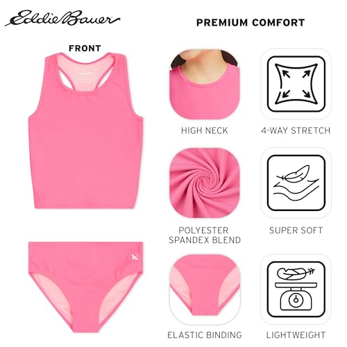 Image of Eddie Bauer Girls' UPF 50+ Swim Bikini Bottom and Racerback Tankini Set