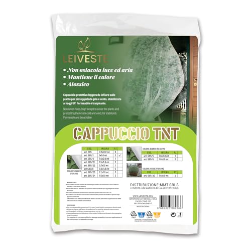 LEIVESTE-Tessuto Non Tessuto per Piante, Copri Piante Inverno,Telo Antigelo, Cappuccio TNT Antigelo 17 gr/m² (3 Cappucci - 1 x 1,6 mt)