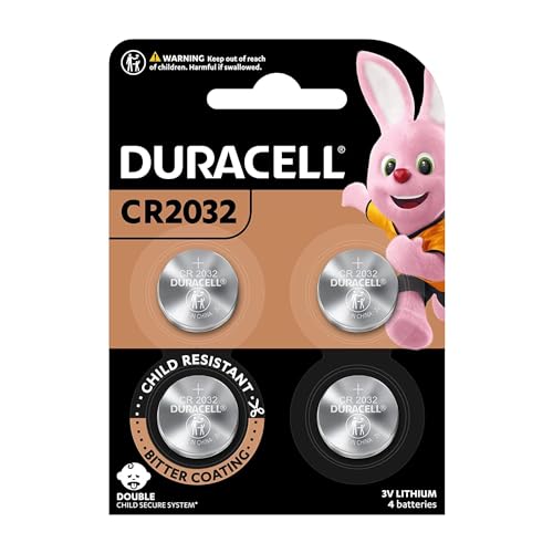 Duracell Lithium Coin Battery 3V 4 Pieces (Cr2032)[Lasts Up To 100% Longer] & [Child Resistant Packaging] Silver