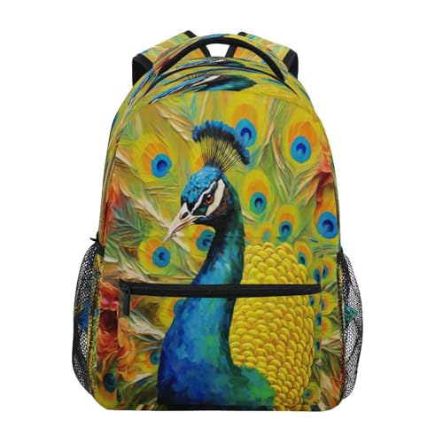 ATTX Peacock Oil Painter Backpack Waterproof Daypack