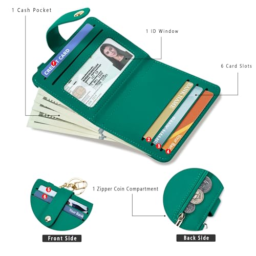 Image of Airkit Small Wallet Women RFID, PU Leather Card Holder with Keychain | Slim Compact Zipper Coin Purse for Ladies, Travel Holiday Gifts for Mom, Cute Mini Bifold Wallets