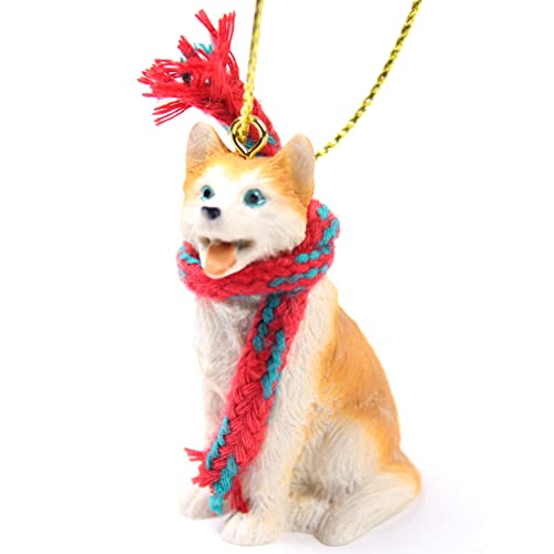 Siberian Husky Tiny Miniature One Christmas Ornament Red-White Blue Eyes - Delightful!