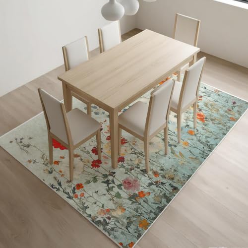 Tapis salon fleurs doux et antidérapant facile à laver - 5