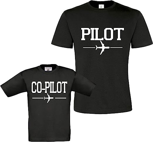 Ensemble t-shirt père fille Noir Pilot et Co-pilote Edward Sinclair