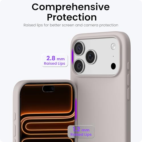 Image of ORNARTO Compatible with iPhone 17 Pro Max Case 6.9 inch, Slim Liquid Silicone 3 Layers Soft Gel Rubber Shockproof Protective Cover with Anti-Scratch Microfiber Lining-Stone Gray