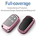Compatible with Jeep Key Fob Cover with Leather Keychain Soft TPU Protection Key Case for Grand Cherokee Renegade Chrysler 200 300 Dodge RAM Durango Challenger Journey Dart Fiat Smart Key Pink