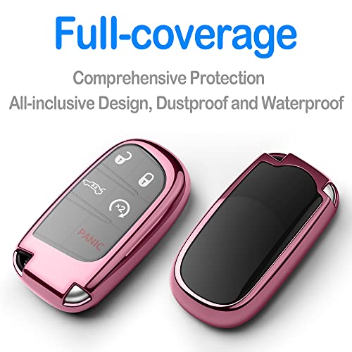 Funda para llavero Jeep Dodge RAM Chrysler Durango smart key rosa 3