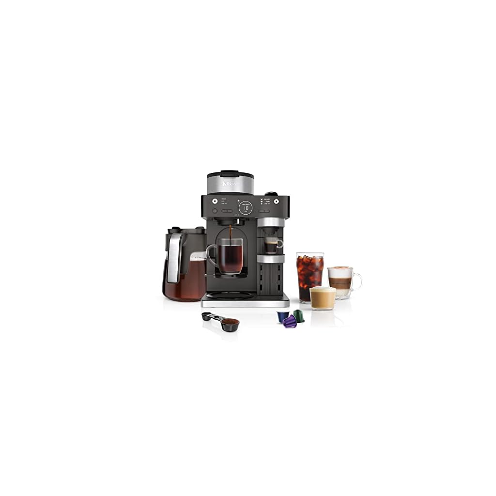 Ninja-CFN601-Espresso-Coffee-Barista-System-Single-Serve-Coffee-Nespresso-Capsule-Compatible-12-Cup-Carafe-Built-in-Frother-Espresso-Cappuccino-Latte-Maker-Black-Stainless-Steel