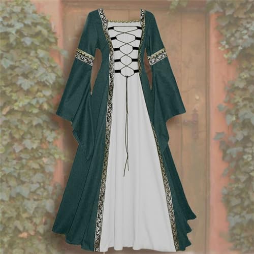 Vestido vitoriano para mulheres, gótico, medieval, renascentista, espartilho de manga rodada, vintag